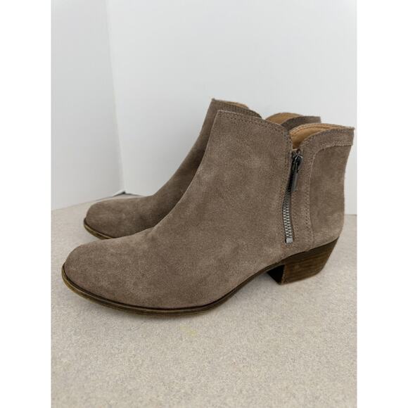 Lucky Brand Women’s Ankle Taupe Tan Suede Almond Toe Booties Size 8.5 - Picture 4 of 10